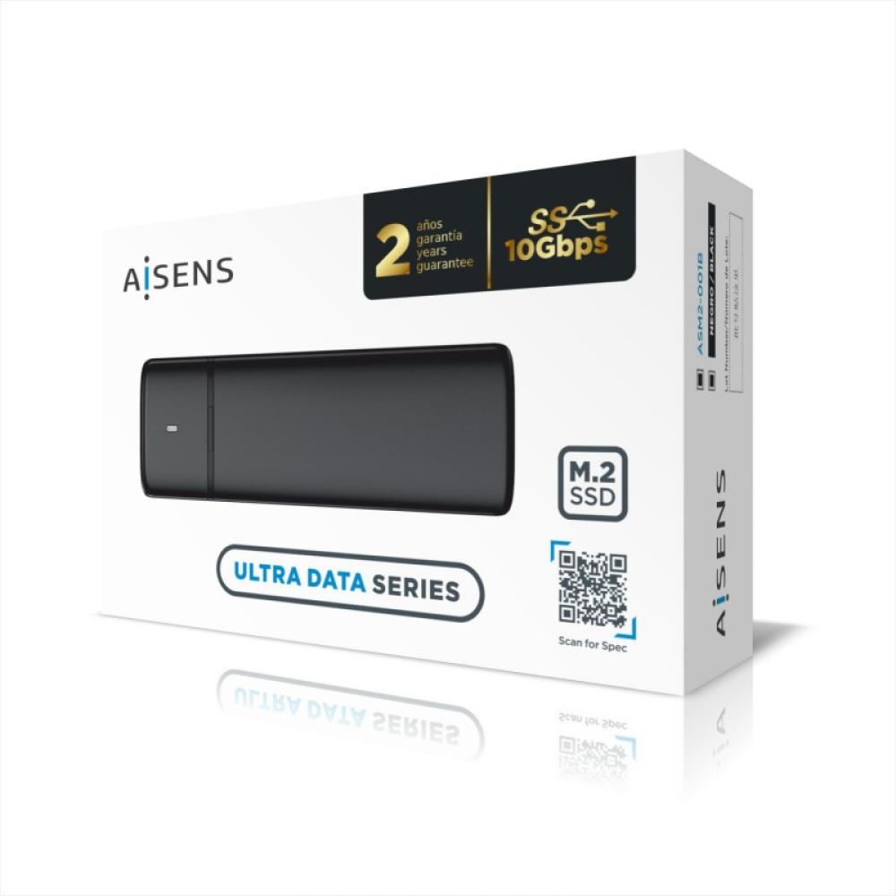 AISENS - Caja Externa M.2 (NGFF) ASM2-001B SATA/NVME a USB3.1/USB3.2 Gen2, Negra
