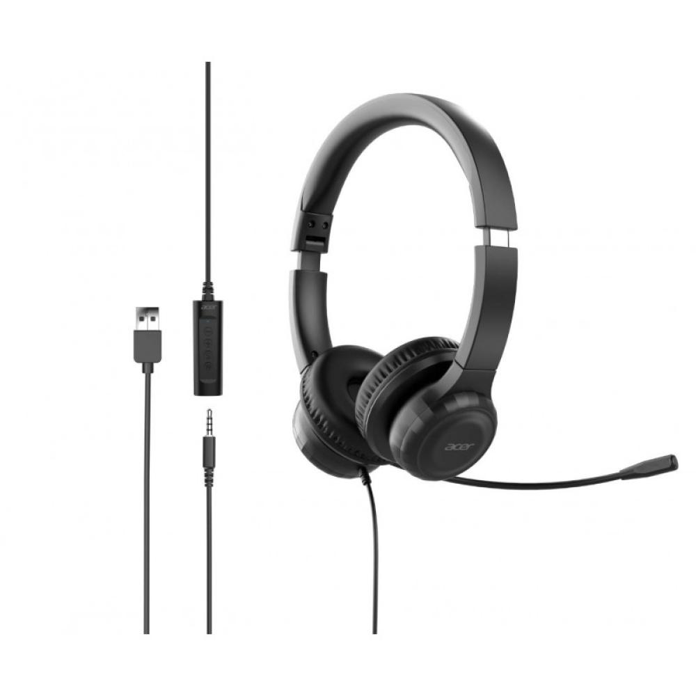 Acer - AHW154 Auriculares Alámbrico De mano Oficina/Centro de llamadas USB tipo A Negro