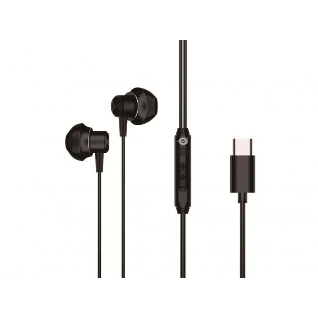 Conceptronic - BRENDAN04B auricular y casco Auriculares Alámbrico Dentro de oído Llamadas/Música USB Tipo C Negro