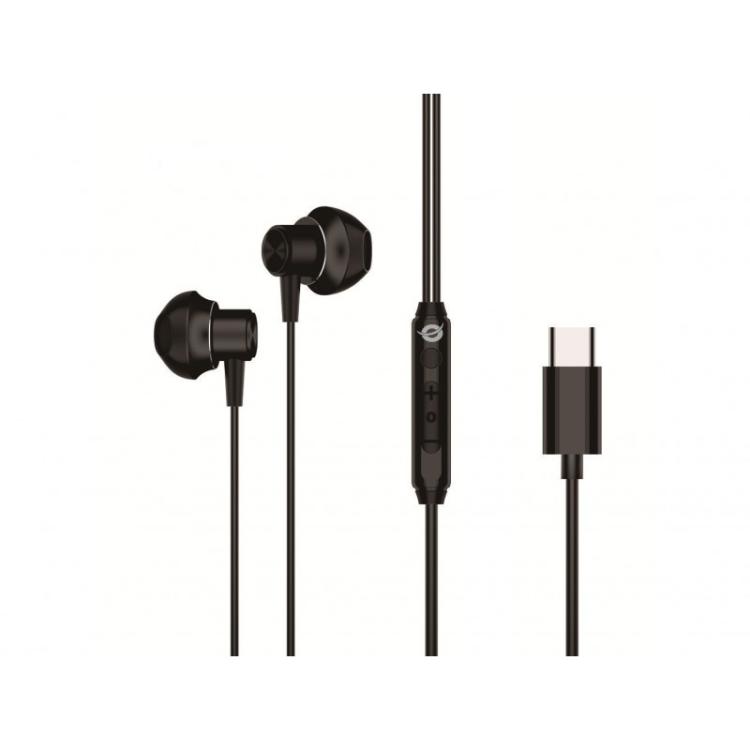 Conceptronic - BRENDAN04B auricular y casco Auriculares Alámbrico Dentro de oído Llamadas/Música USB Tipo C Negro
