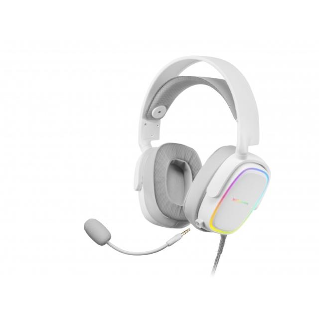 Mars Gaming - MHAX Blanco, Auriculares Gaming RGB, Micrófono Extraíble, HiFi, Compatibilidad Multiplataforma