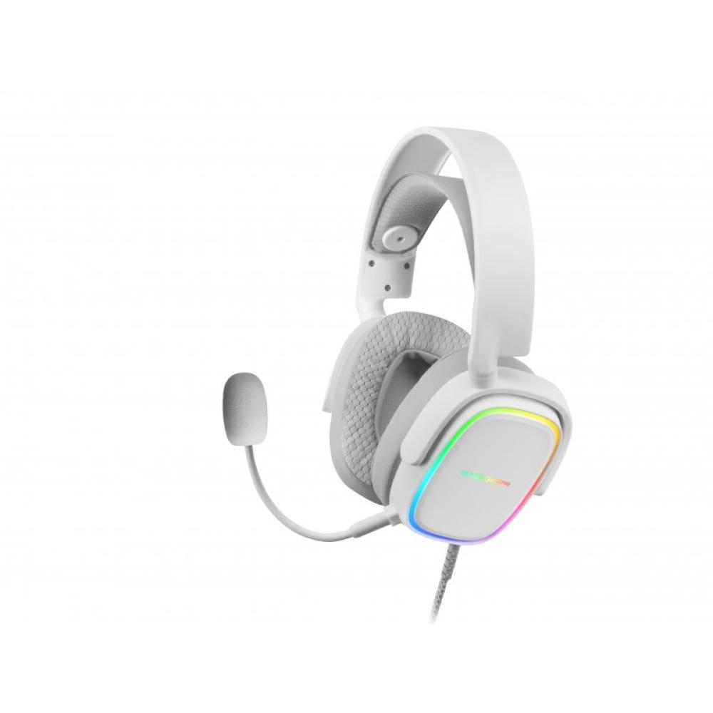 Mars Gaming - MHAX Blanco, Auriculares Gaming RGB, Micrófono Extraíble, HiFi, Compatibilidad Multiplataforma