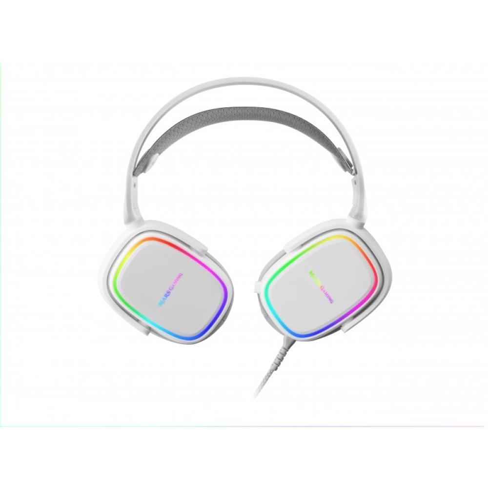Mars Gaming - MHAX Blanco, Auriculares Gaming RGB, Micrófono Extraíble, HiFi, Compatibilidad Multiplataforma