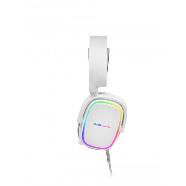 Mars Gaming - MHAX Blanco, Auriculares Gaming RGB, Micrófono Extraíble, HiFi, Compatibilidad Multiplataforma