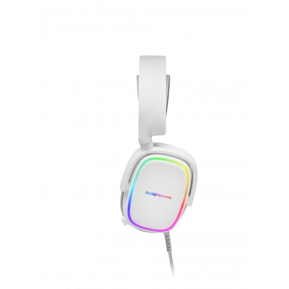 Mars Gaming - MHAX Blanco, Auriculares Gaming RGB, Micrófono Extraíble, HiFi, Compatibilidad Multiplataforma