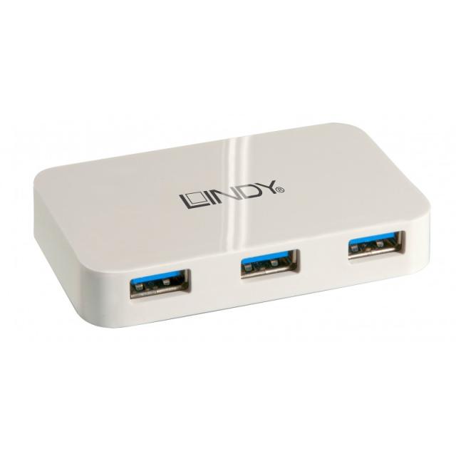 Lindy - 43143 hub de interfaz USB 3.2 Gen 1 (3.1 Gen 1) Type-A 5000 Mbit/s Blanco