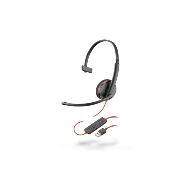 HP Poly - Blackwire C3210 Auriculares Alámbrico Diadema Llamadas/Música USB tipo A Negro, Rojo