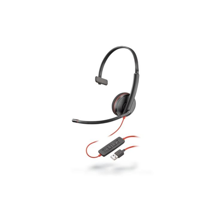 HP Poly - Blackwire C3210 Auriculares Alámbrico Diadema Llamadas/Música USB tipo A Negro, Rojo