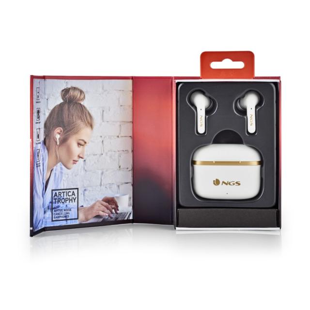 NGS - ARTICA TROPHY Auriculares Inalámbrico Dentro de oído Llamadas/Música USB Tipo C Bluetooth Oro, Blanco