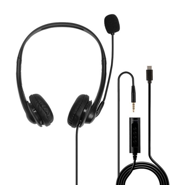 Lindy - 20432 auricular y casco Auriculares Alámbrico Oficina/Centro de llamadas Negro