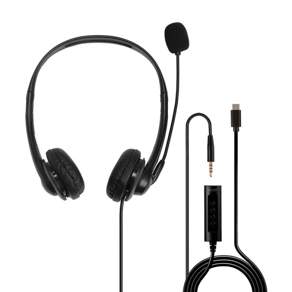 Lindy - 20432 auricular y casco Auriculares Alámbrico Oficina/Centro de llamadas Negro