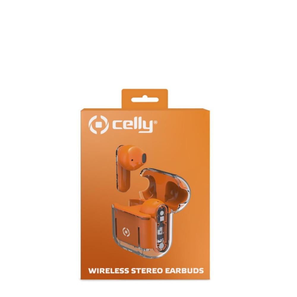 Celly - SHEER Auriculares True Wireless Stereo (TWS) Dentro de oído Llamadas/Música Naranja, Transparente
