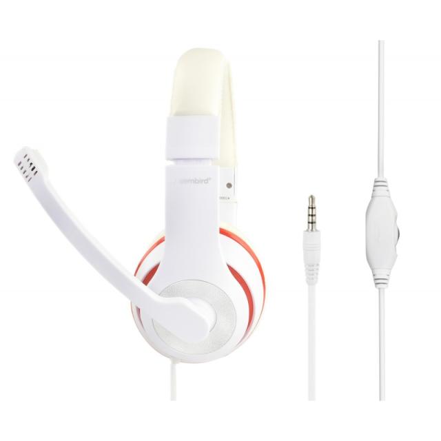 Gembird - MHS-03-WTRD auricular y casco Auriculares Alámbrico Diadema Llamadas/Música Rojo, Blanco
