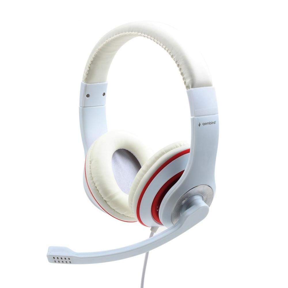 Gembird - MHS-03-WTRD auricular y casco Auriculares Alámbrico Diadema Llamadas/Música Rojo, Blanco