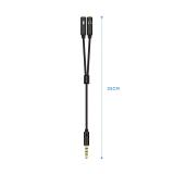 AISENS - Cable Adaptador Audio Jack 3.5 4pines/M-2xjack 3.5 3pines/H, Negro, 25cm