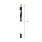 AISENS - Cable Adaptador Audio Jack 3.5 4pines/H-2xjack 3.5 3pines/M, Negro, 25cm
