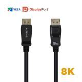 AISENS - Cable Displayport Certificado V1.4 8k@60hz, DP/M-DP/M, Negro, 1.0m