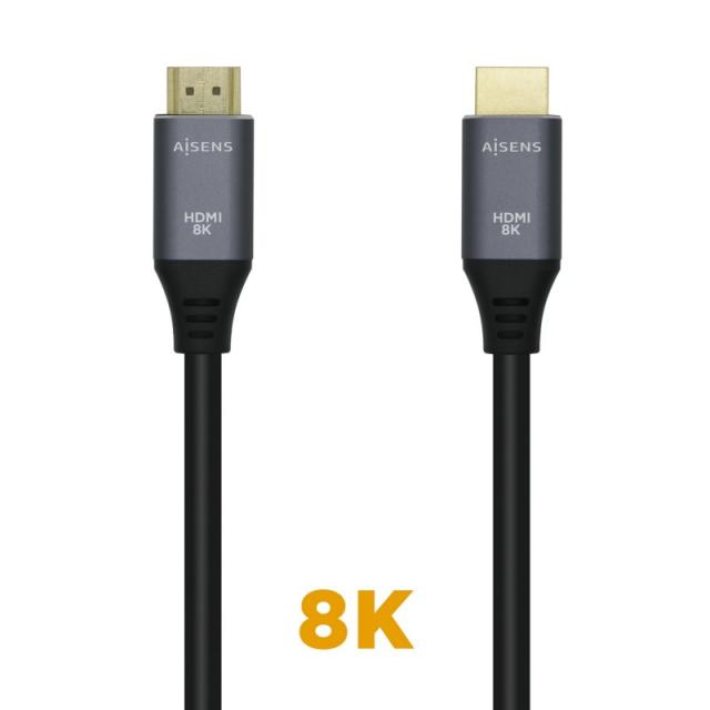 AISENS - Cable HDMI V2.1 Ultra Alta Velocidad / HEC 8k@60Hz 48Gbps, A/M-A/M, Gris/Negro, 3.0m