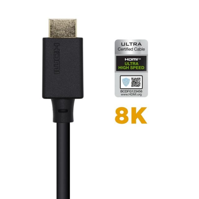 AISENS - Cable HDMI V2.1 Ultra Alta Velocidad / HEC Certificado 8k@60Hz 48Gbps, A/M-A/M, Negro, 1.5m