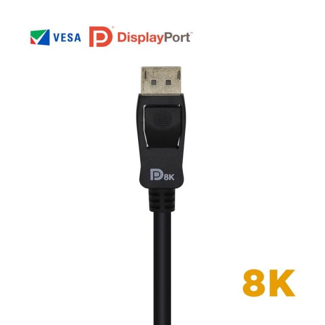 AISENS - Cable Displayport Certificado V1.4 8k@60hz, DP/M-DP/M, Negro, 0.5m