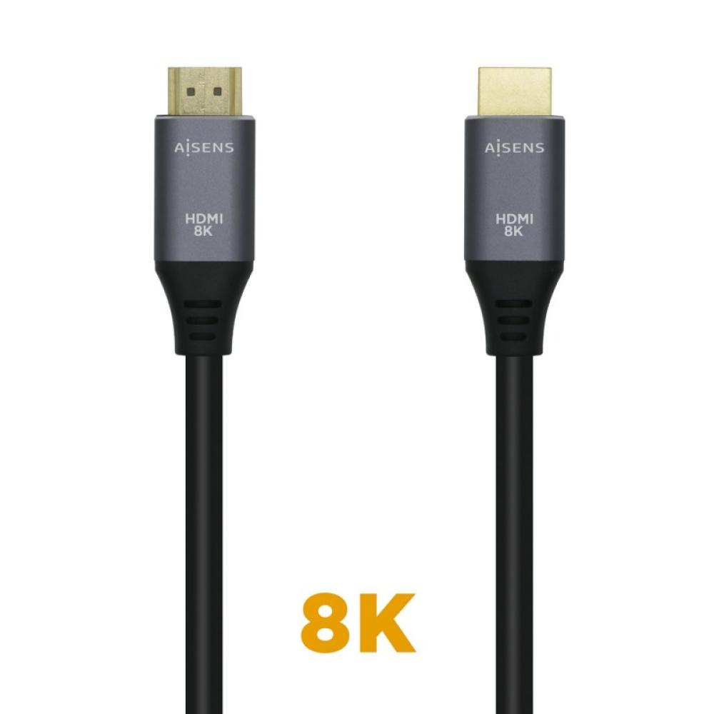 AISENS - Cable HDMI V2.1 Ultra Alta Velocidad / HEC 8k@60Hz 48Gbps, A/M-A/M, Gris/Negro, 1.5m