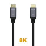 AISENS - Cable HDMI V2.1 Ultra Alta Velocidad / HEC 8k@60Hz 48Gbps, A/M-A/M, Gris/Negro, 1.5m