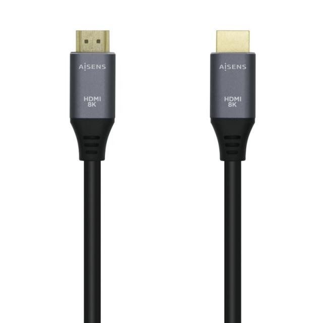 AISENS - Cable HDMI V2.1 Ultra Alta Velocidad / HEC 8k@60Hz 48Gbps, A/M-A/M, Gris/Negro, 1.5m
