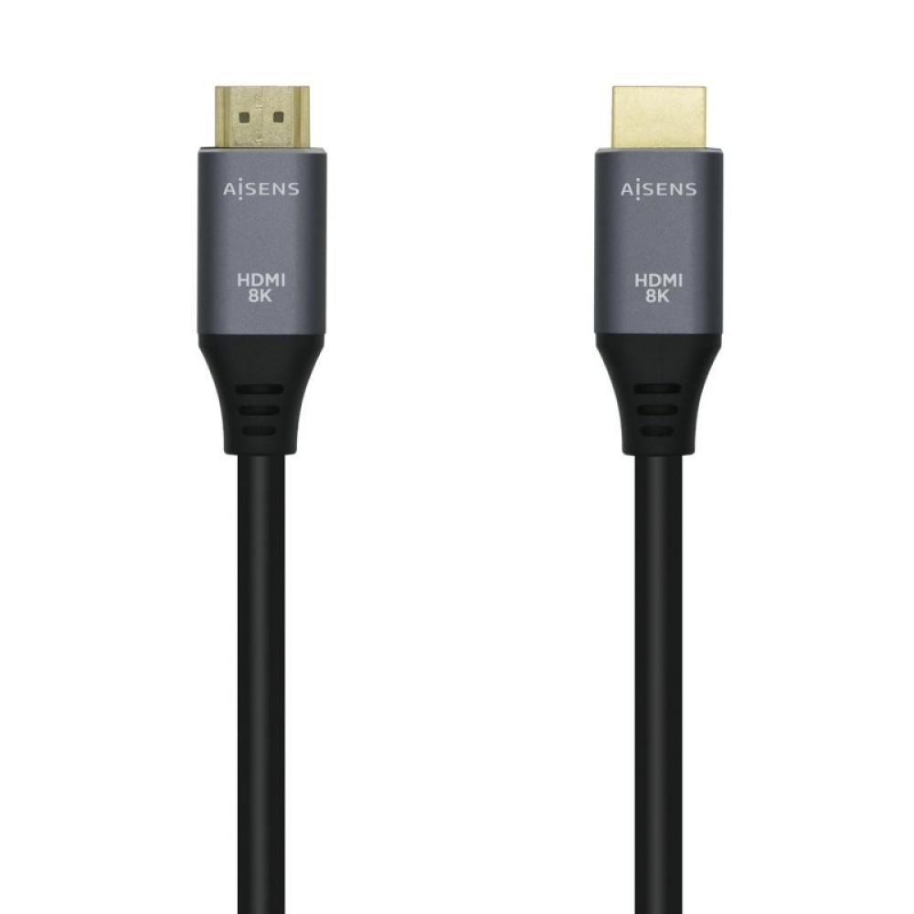 AISENS - Cable HDMI V2.1 Ultra Alta Velocidad / HEC 8k@60Hz 48Gbps, A/M-A/M, Gris/Negro, 1.5m