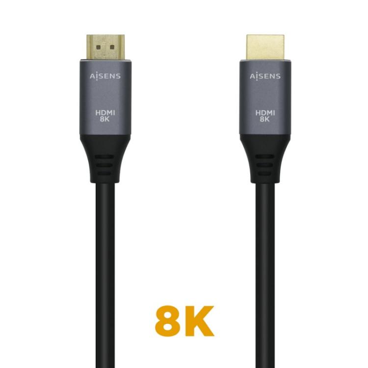 AISENS - Cable HDMI V2.1 Ultra Alta Velocidad / HEC 8k@60Hz 48Gbps, A/M-A/M, Gris/Negro, 0.5m