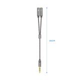 AISENS - Cable Adaptador Audio Jack 3.5 4pines/M-2xjack 3.5 3pines/H, Gris, 25cm