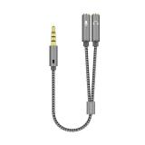 AISENS - Cable Adaptador Audio Jack 3.5 4pines/M-2xjack 3.5 3pines/H, Gris, 25cm