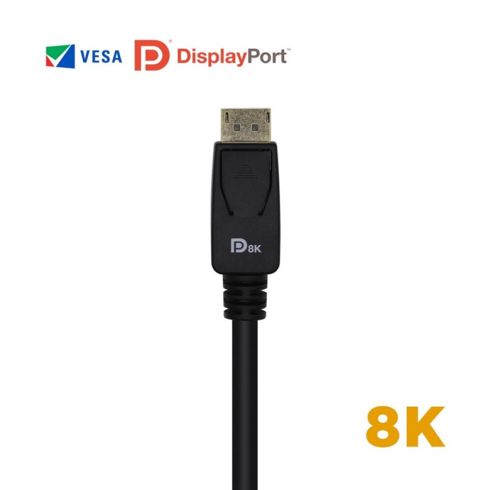 AISENS - Cable Displayport Certificado V1.4 8k@60hz, DP/M-DP/M, Negro, 3.0m