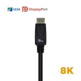 AISENS - Cable Displayport Certificado V1.4 8k@60hz, DP/M-DP/M, Negro, 3.0m