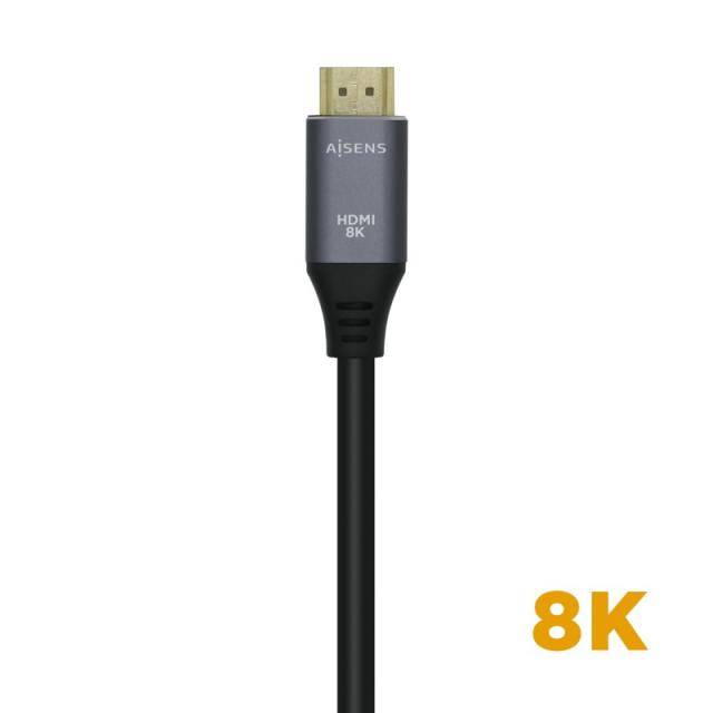 AISENS - Cable HDMI V2.1 Ultra Alta Velocidad / HEC 8k@60Hz 48Gbps, A/M-A/M, Gris/Negro, 1.0m