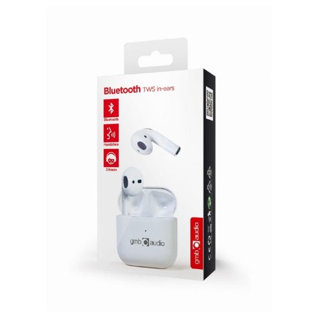 Gembird - TWS-MLA-GW auricular y casco Auriculares Inalámbrico Dentro de oído Llamadas/Música USB Tipo C Bluetooth Blanco