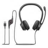 Logitech - Auriculares con Cable H390 para PC/Portátil, Auriculares Estéreo con Micrófono con Supresión de Ruido, USB-C, Control
