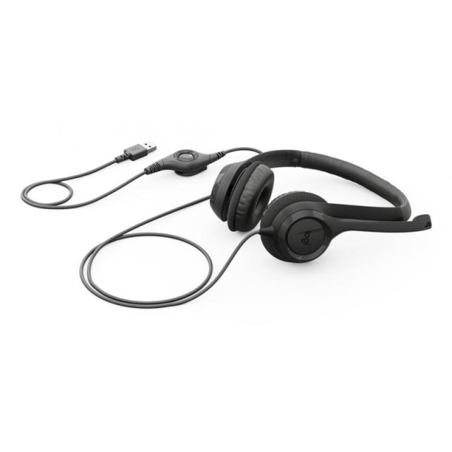 Logitech - Auriculares con Cable H390 para PC/Portátil, Auriculares Estéreo con Micrófono con Supresión de Ruido, USB-C, Control