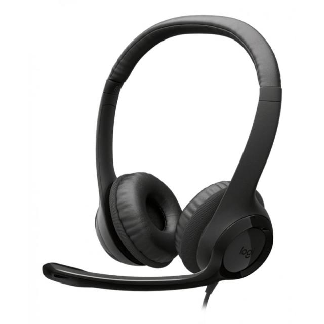 Logitech - Auriculares con Cable H390 para PC/Portátil, Auriculares Estéreo con Micrófono con Supresión de Ruido, USB-C, Control