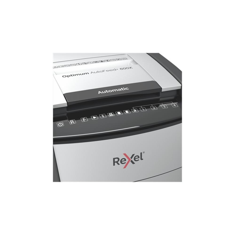 Rexel - AutoFeed+ 600X triturador de papel Corte cruzado 55 dB 23 cm Negro, Gris