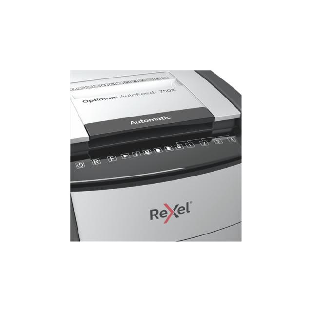 Rexel - AutoFeed+ 750X triturador de papel Corte cruzado 55 dB 23 cm Negro, Gris