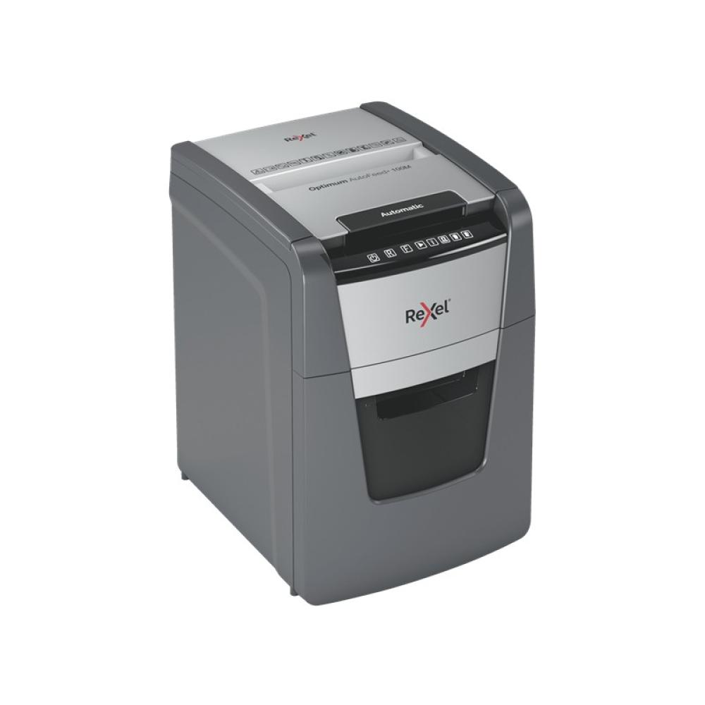 Rexel - AutoFeed+ 100M triturador de papel Corte cruzado 55 dB 22 cm Negro, Gris