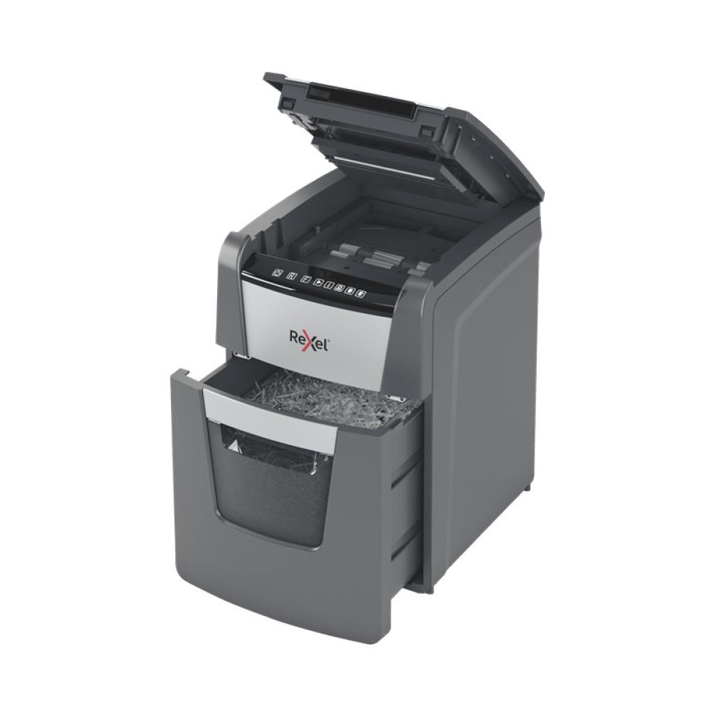 Rexel - AutoFeed+ 100M triturador de papel Corte cruzado 55 dB 22 cm Negro, Gris