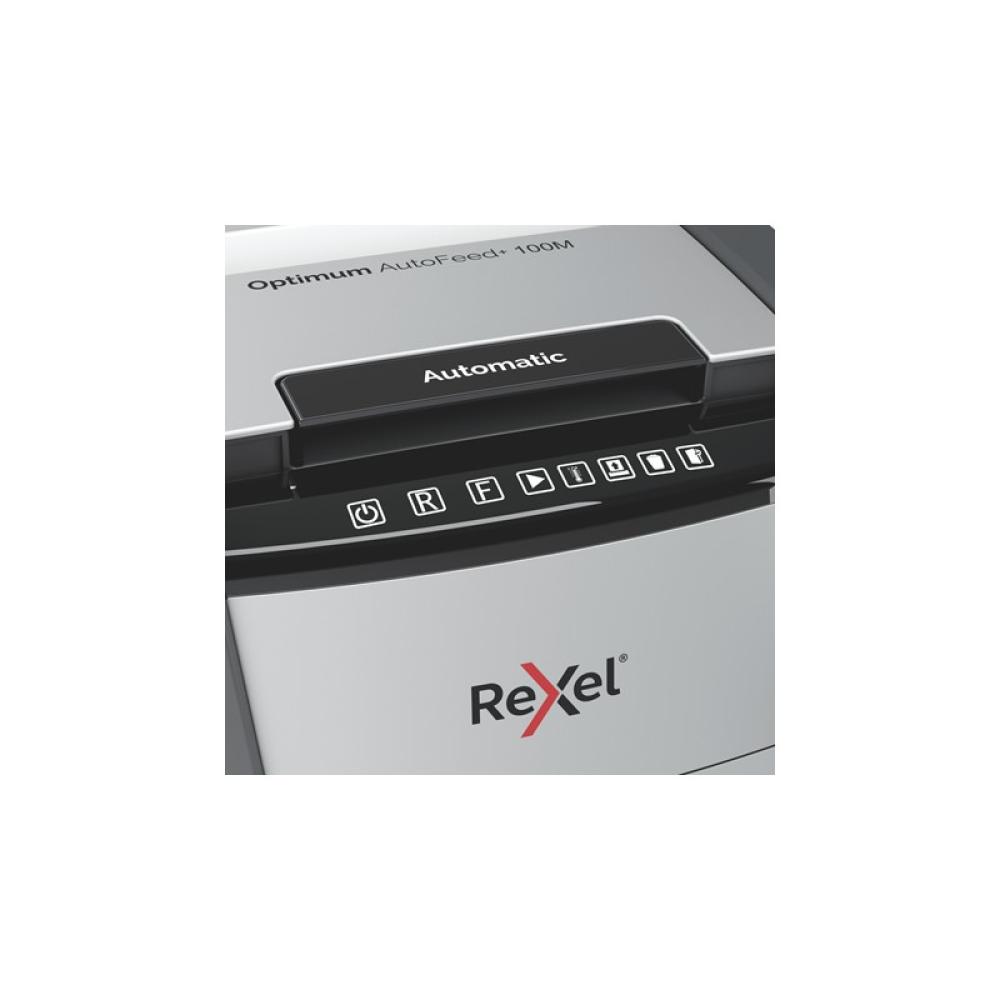Rexel - AutoFeed+ 100M triturador de papel Corte cruzado 55 dB 22 cm Negro, Gris