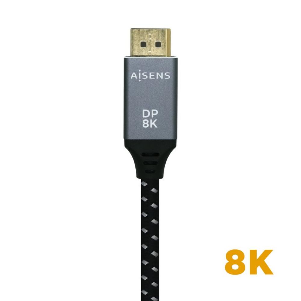 AISENS - Cable Displayport V1.4 8k@60hz, DP/M-DP/M, Gris/Negro, 3.0m
