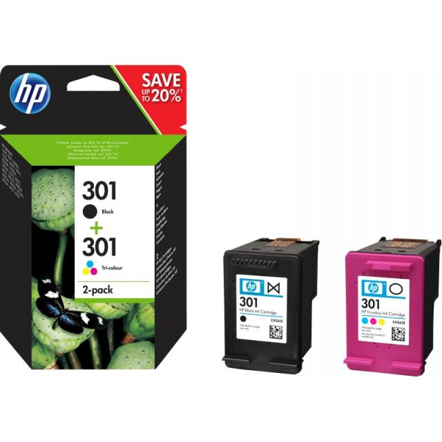 HP - Pack de ahorro de 2 cartuchos de tinta original 301 negro/Tri-color