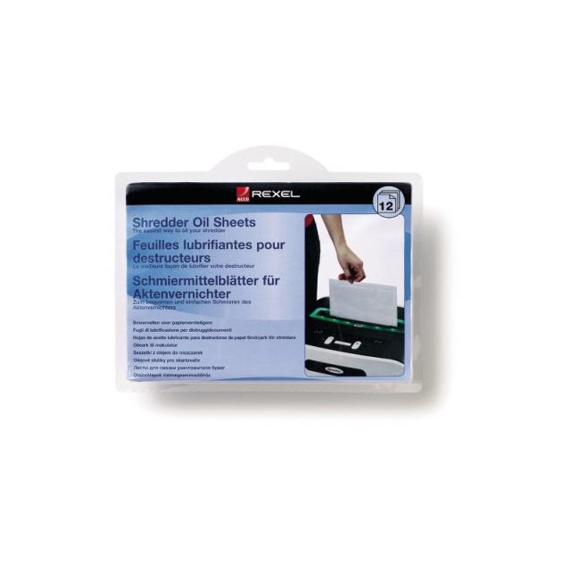 Rexel - Láminas lubricantes para destructora (12)