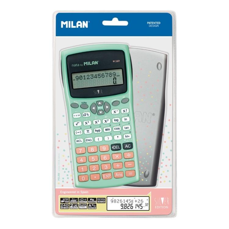 Milan - M240 calculadora Bolsillo Calculadora científica Negro, Plata, Turquesa
