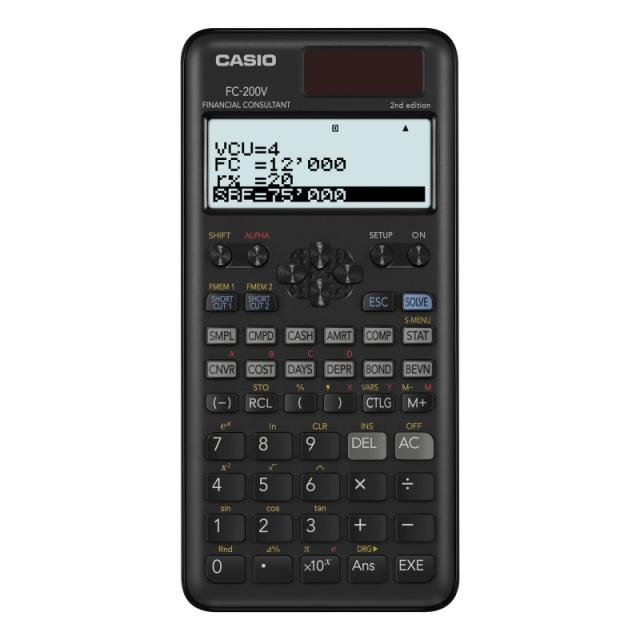 Casio - FC-200V-2 calculadora Escritorio Calculadora financiera Negro