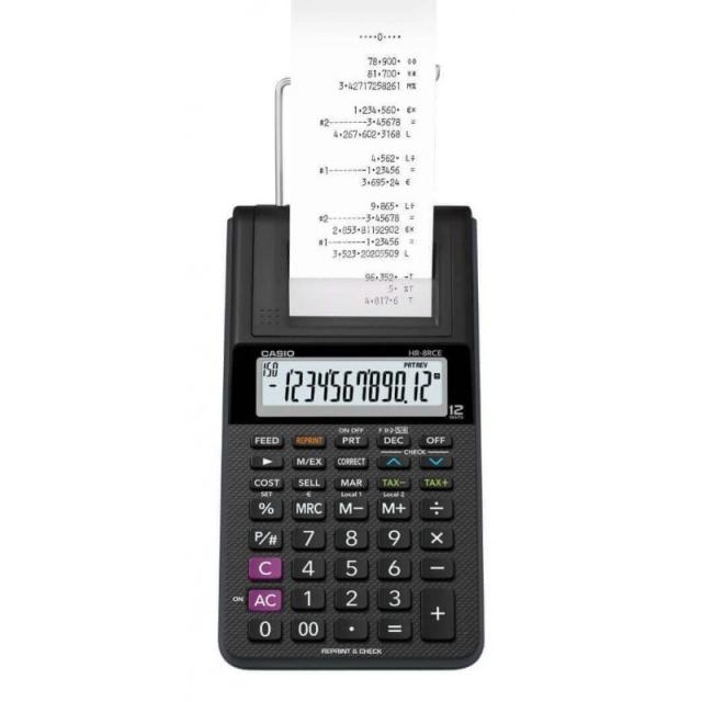 Casio - HR-8RCE-BK calculadora Escritorio Calculadora de impresión Negro