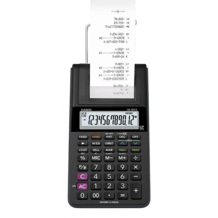Casio - HR-8RCE-BK calculadora Escritorio Calculadora de impresión Negro